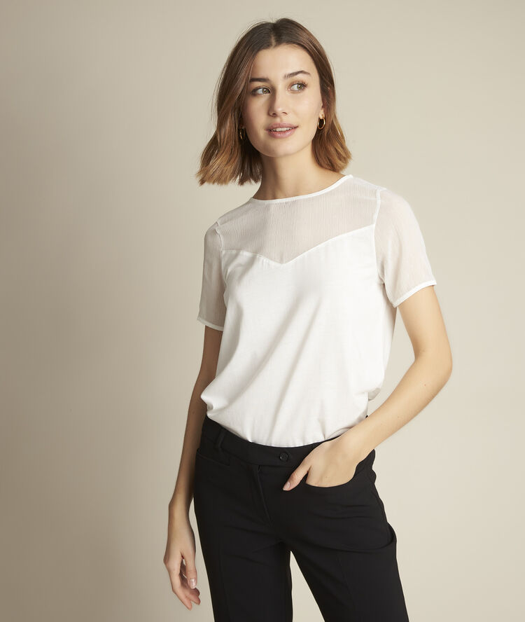 Romane plumetis t-shirt ecru.