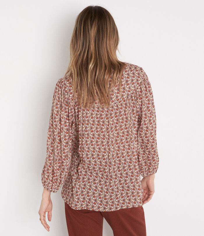 Carina red and beige loose-fitting printed blouse PhotoZ | 1-2-3