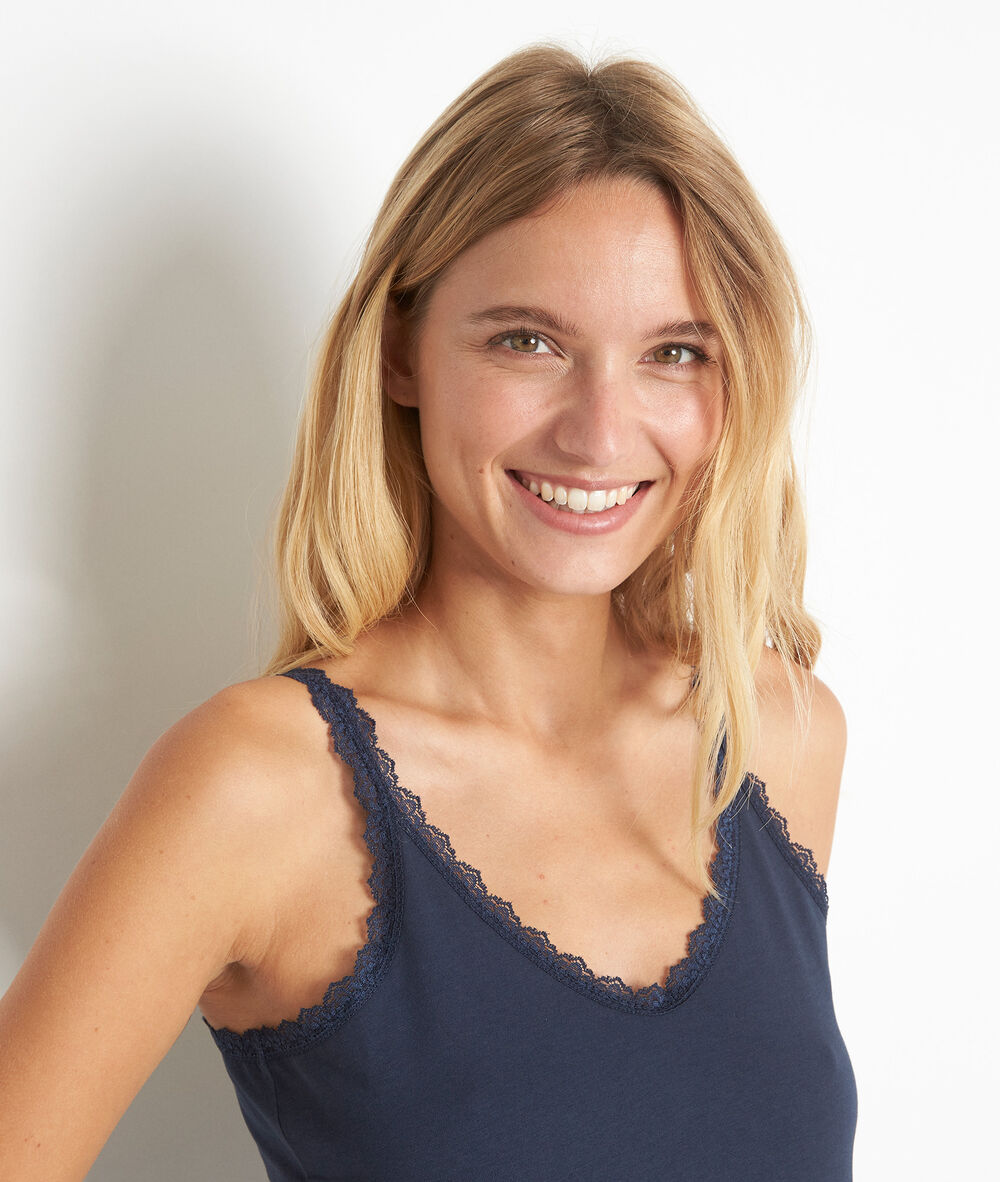 Rosa navy cotton tank top marine.