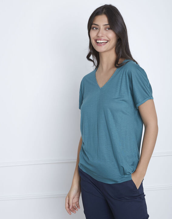 Papaye green T-shirt with lace neckline | 1-2-3 Papaye green T-shirt with lace neckline PhotoZ | 1-2-3