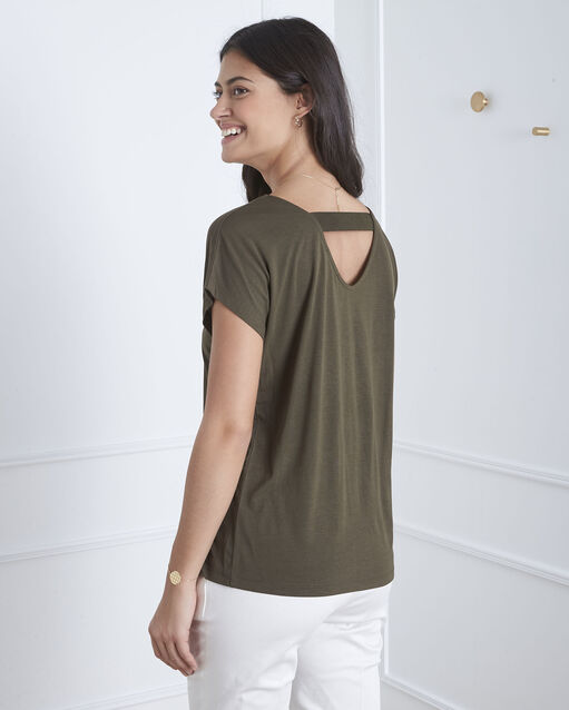 Pandore khaki feather embroidery t-shirt kaki.