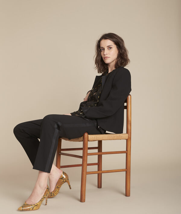 Charme black microfibre and grosgrain jacket | 1-2-3 Charme black microfibre and grosgrain jacket PhotoZ | 1-2-3