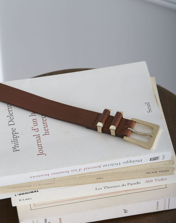 Kelynn brown leather belt with a square buckle | 1-2-3 Kelynn brown leather belt with a square buckle PhotoZ | 1-2-3