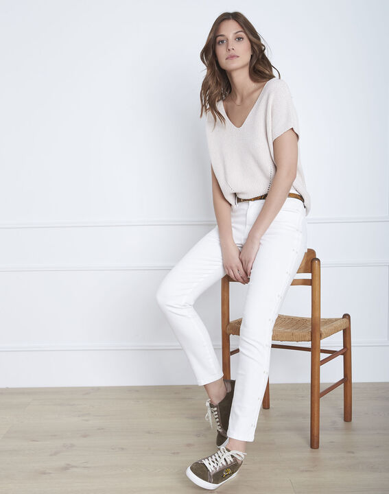 Cactus ecru slim jeans with star embroidery | 1-2-3 Cactus ecru slim jeans with star embroidery PhotoZ | 1-2-3