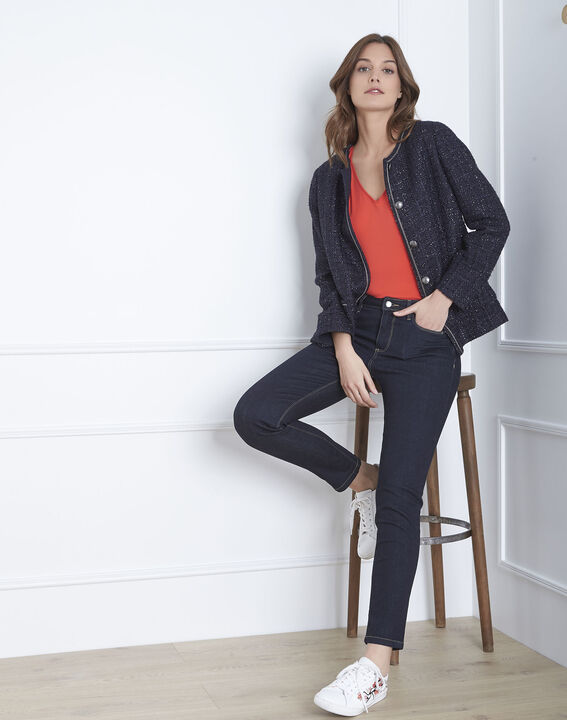Prague red dual-material ruffled top | 1-2-3 Prague red dual-material ruffled top PhotoZ | 1-2-3