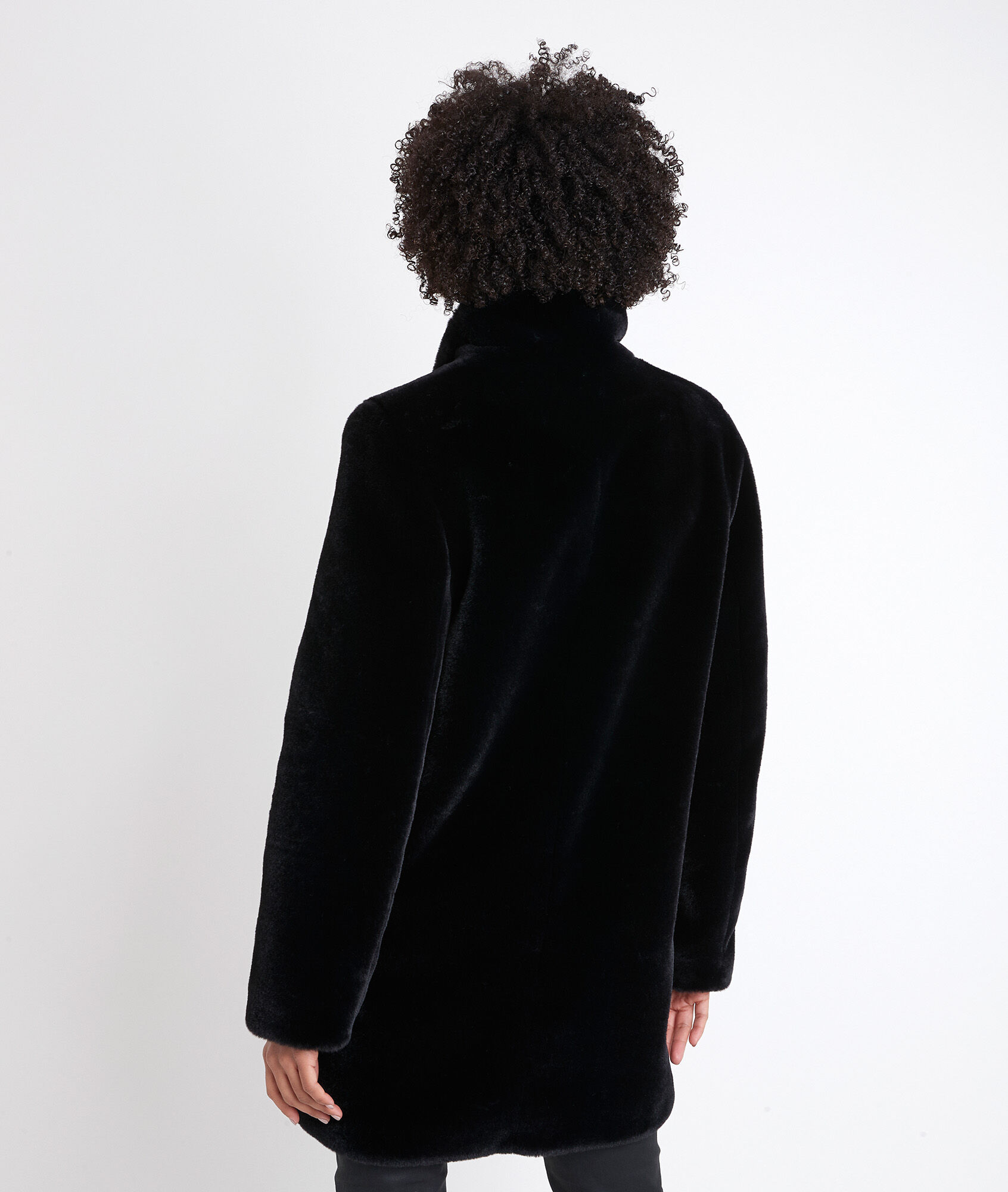 black faux fur coat womens