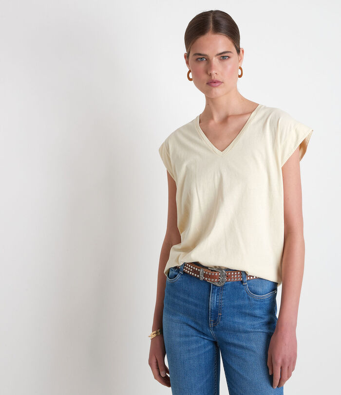 Ideal straw-coloured organic cotton T-shirt PhotoZ | 1-2-3
