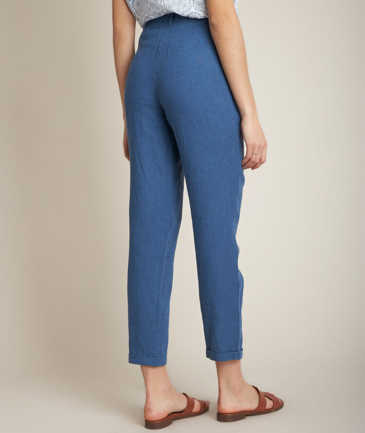 Ignacio indigo linen chinos light duck egg blue.