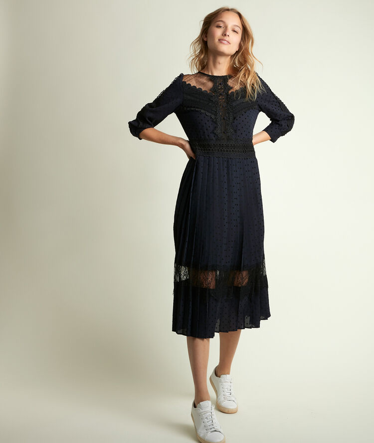 Orka long lace dress navy blue.