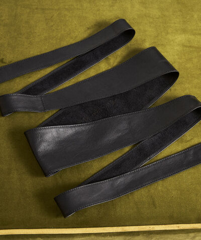 Raul wide black leather tie belt  PhotoZ | 1-2-3