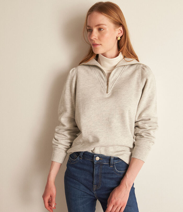 Faro grey high-necked cotton sweatshirt