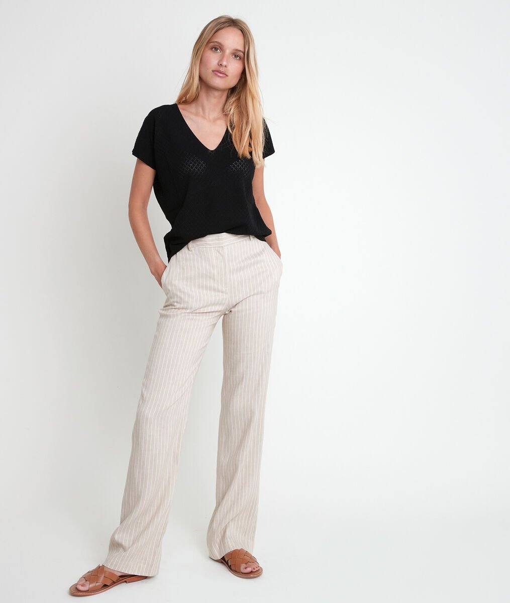Milo wide beige striped trousers | 1-2-3 Milo wide beige striped trousers PhotoZ | 1-2-3