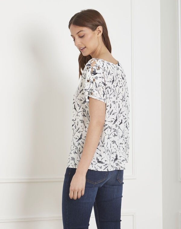 Virgile ecru floral print blouse ecru.