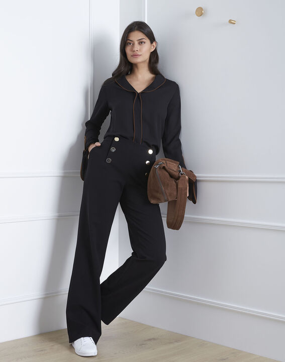 Victoire black blouse with contrasting bias | 1-2-3 Victoire black blouse with contrasting bias PhotoZ | 1-2-3