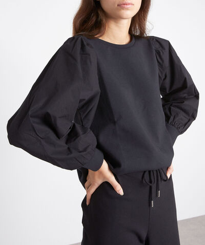 Mila dual-material black sweatshirt PhotoZ | 1-2-3