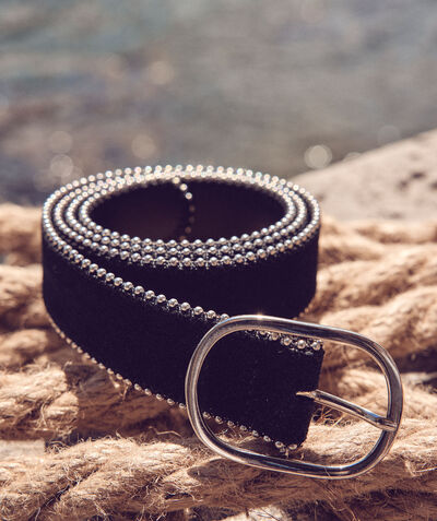Jasmine black suede belt with silvery details PhotoZ | 1-2-3