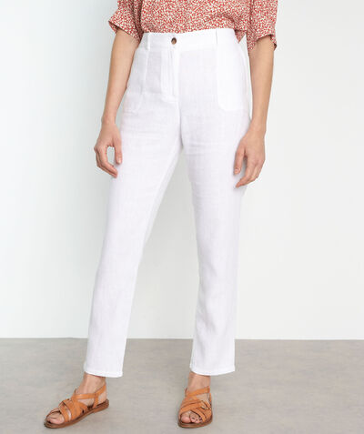 NALLA white linen straight cut trousers PhotoZ | 1-2-3
