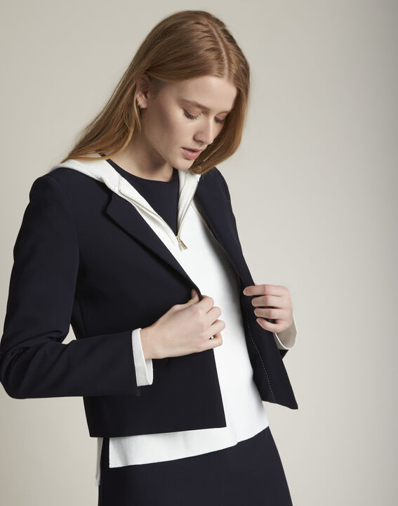Charme navy microfibre jacket with flap pockets | 1-2-3 Charme navy microfibre jacket with flap pockets PhotoZ | 1-2-3