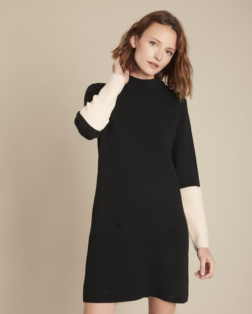 Flower two-tone knitted dress (1) - Maison 123