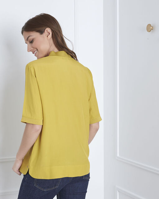 Virginie lime green v-neck flowing blouse aniseed.