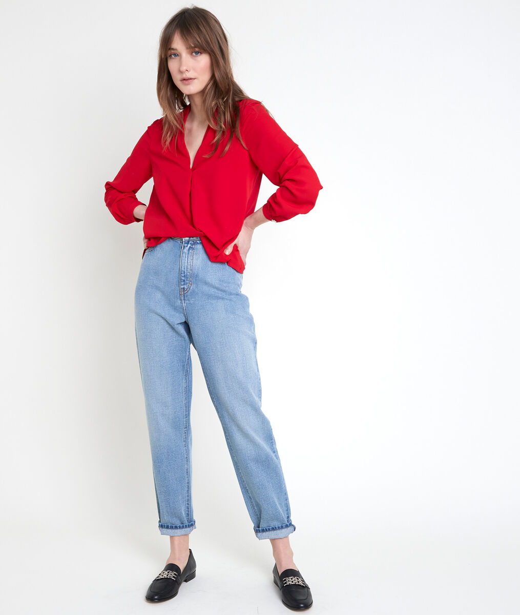 DAVINA red two-fabric blouse | 1-2-3 DAVINA red two-fabric blouse PhotoZ | 1-2-3