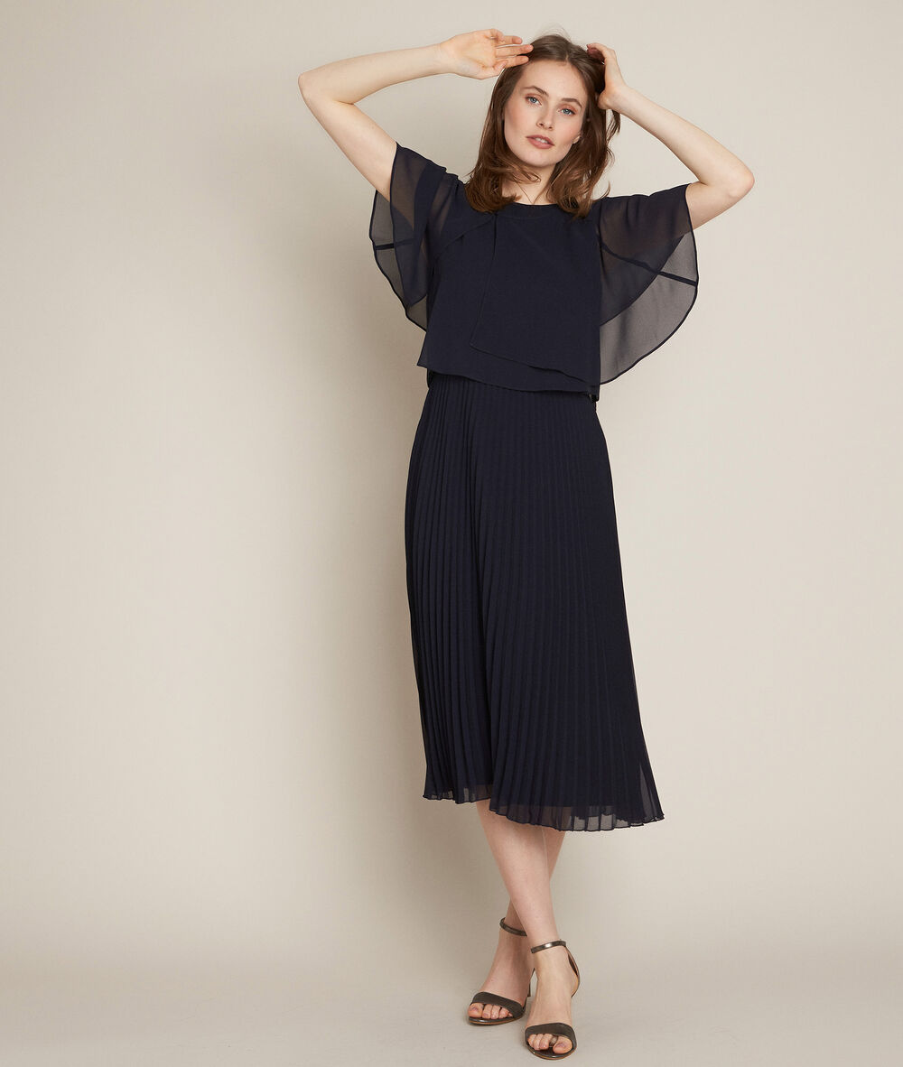 Ornella pleated midi dress violet.