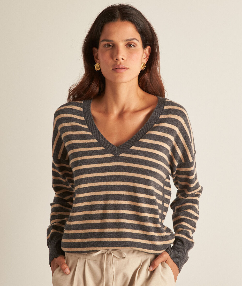 Bradley grey responsible wool and cashmere striped jumper PhotoZ | 1-2-3
