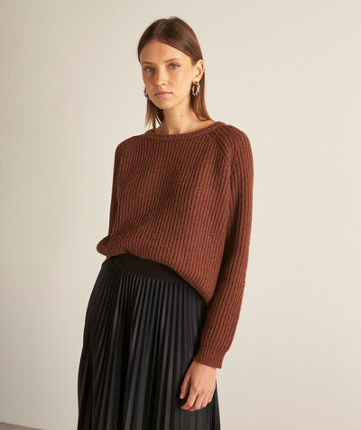 Barbara cropped brown knitted jumper PhotoZ | 1-2-3