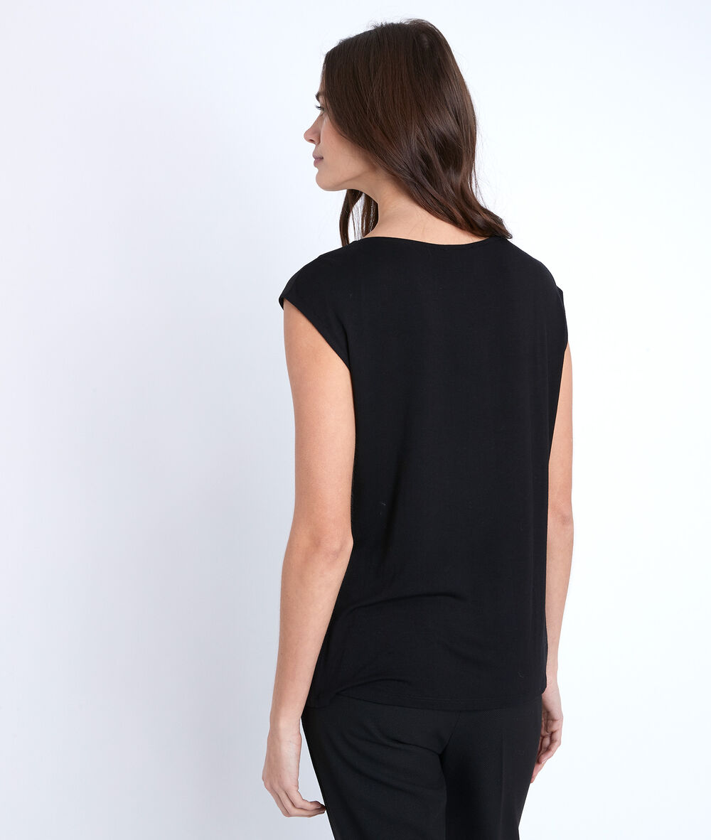 Neptune black two-fabric blouse black.