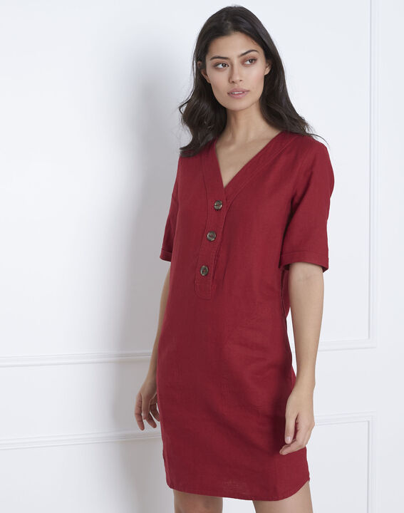 Loanne red linen dress | 1-2-3 Loanne red linen dress PhotoZ | 1-2-3