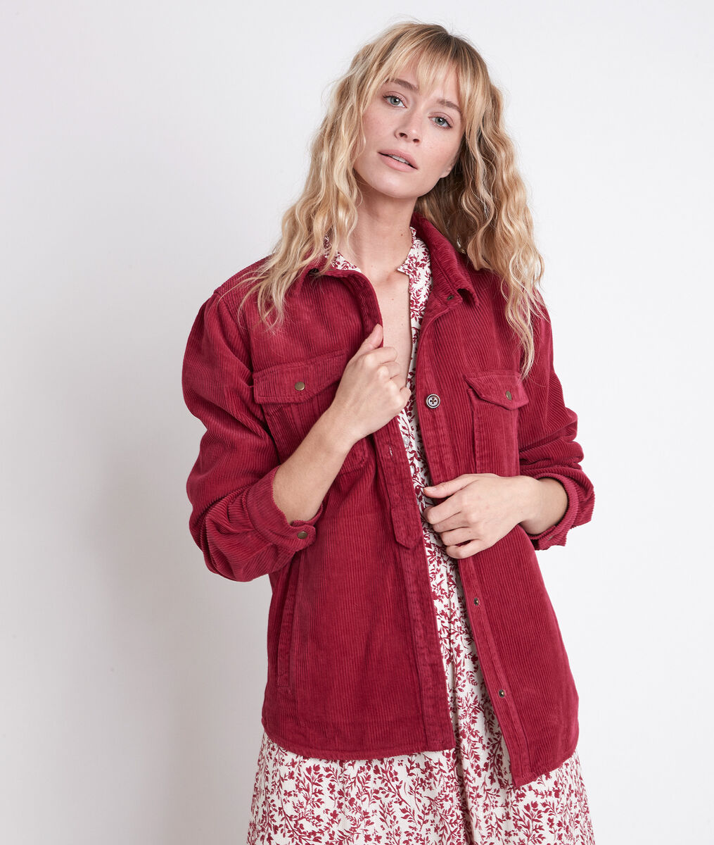 PERLE red corduroy over-shirt | 1-2-3 PERLE red corduroy over-shirt PhotoZ | 1-2-3