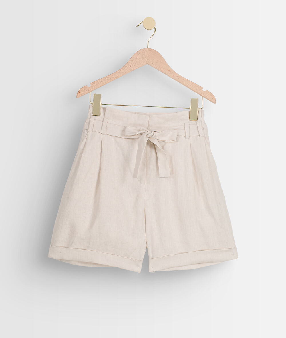 Fariel beige certified linen shorts naturel.