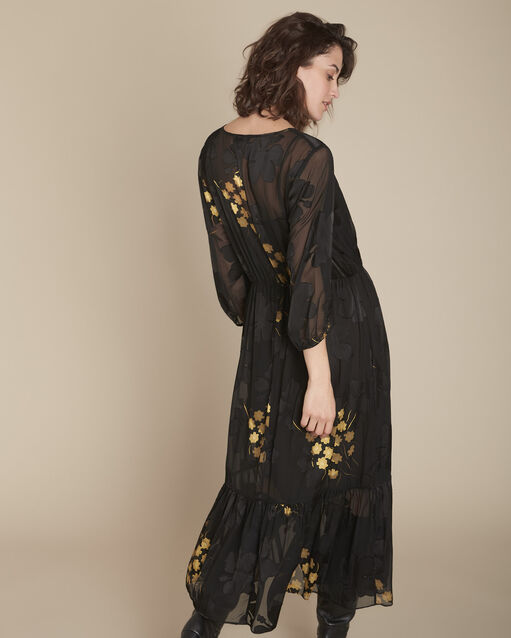 Rena long black devoré print dress (2) - Maison 123