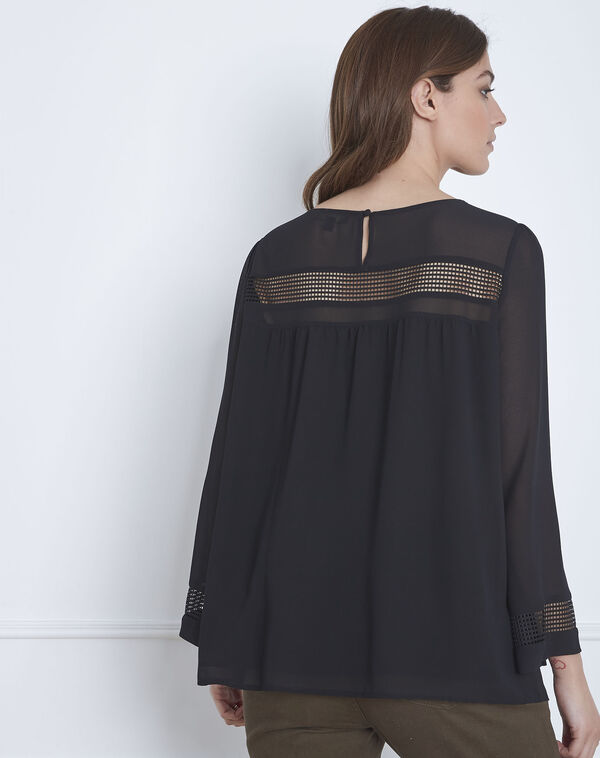 Verena black openwork braid blouse black.