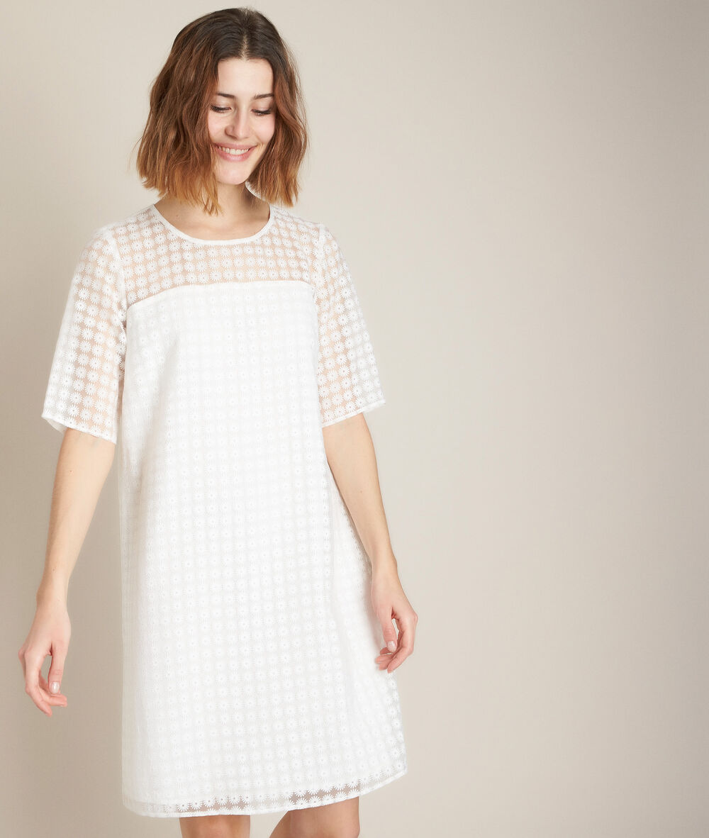 Onasis printed shift dress white.