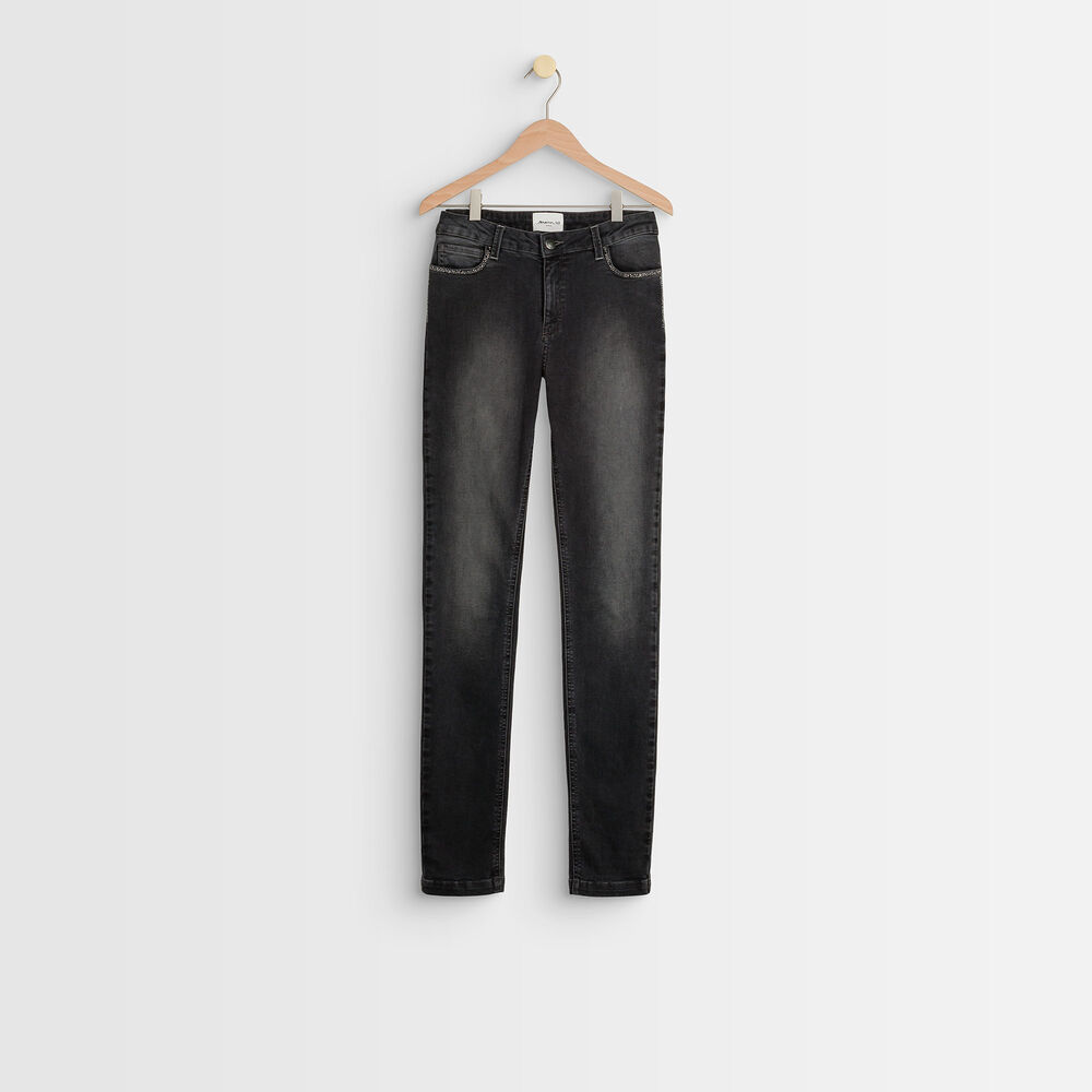 Prunelle, the iconic slim-fit heather-grey jeans chine moyen.