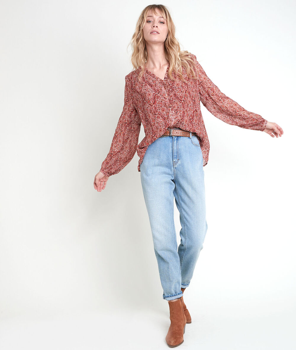 Tollya beige print blouse beige.