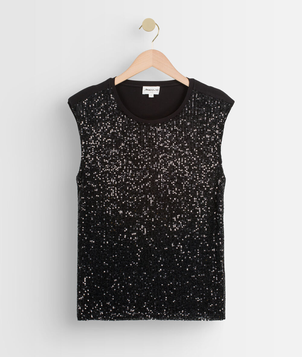 Dolga sequin top noir.