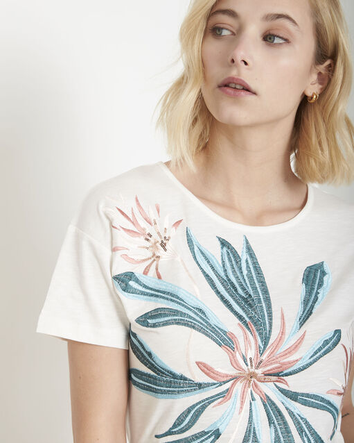 Plage ecru embroidered t-shirt ecru.
