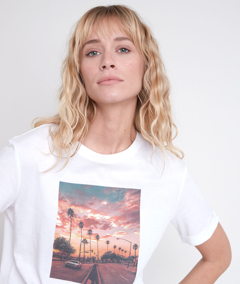 Image ecru screen-print t-shirt ecru.