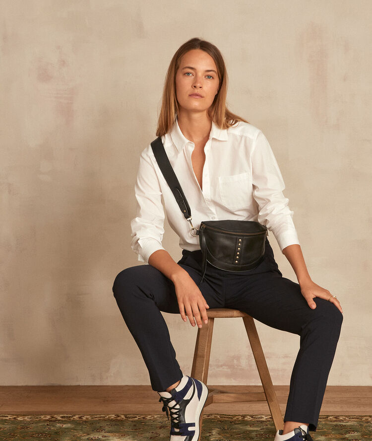 Lara microfibre cigarette trousers navy blue.