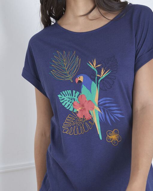 Petropolis blue parrot print t-shirt ink.