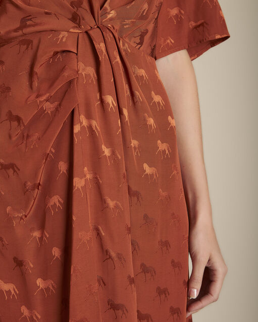 Imagine mahogany jacquard horse print dress (2) - Maison 123