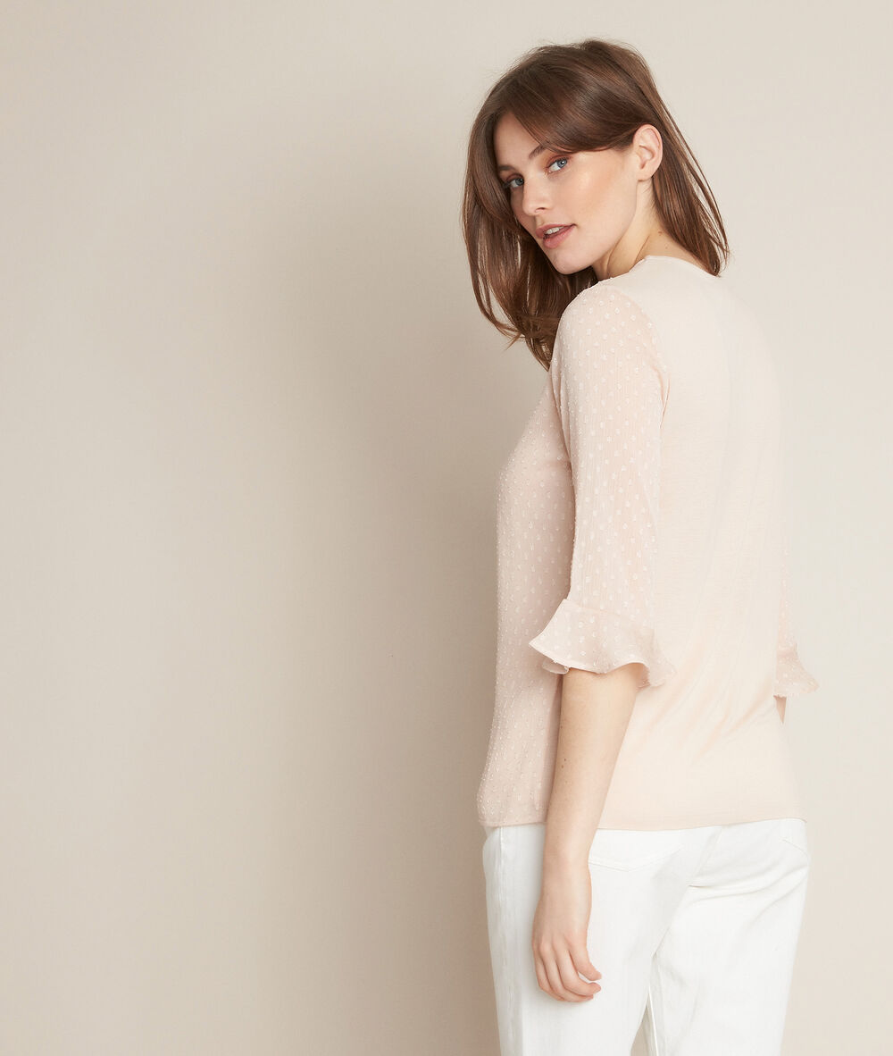 Relief plumetis top nude.
