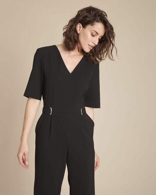 Daya black microfibre jumpsuit with eyelet details (2) - Maison 123