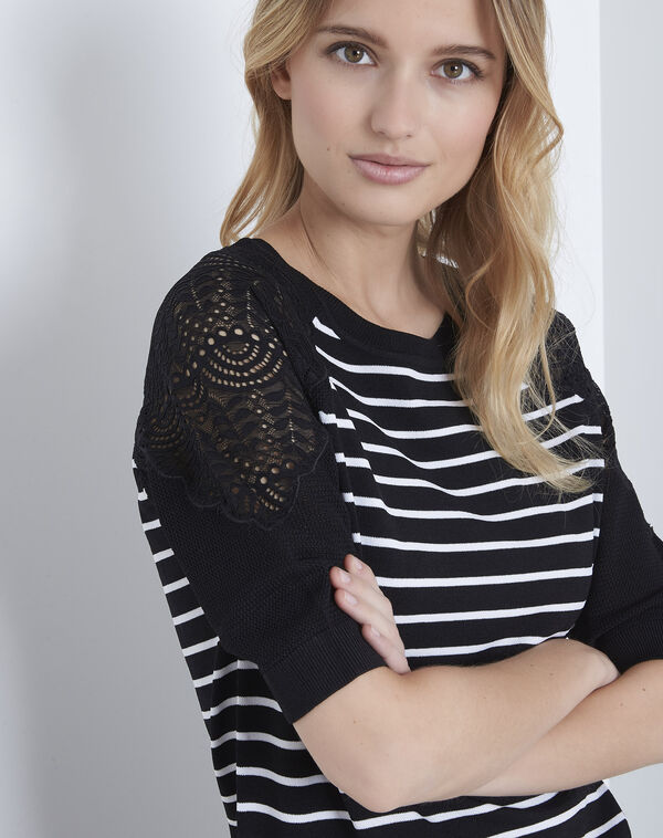 Amboise black striped lace jumper black.