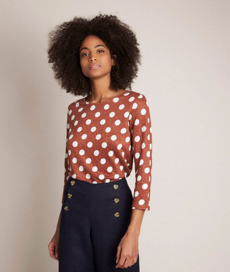 Rondande polka dot t-shirt cinnamon.
