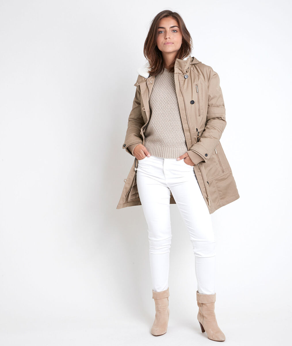Sanae beige hooded parka | 1-2-3 Sanae beige hooded parka PhotoZ | 1-2-3
