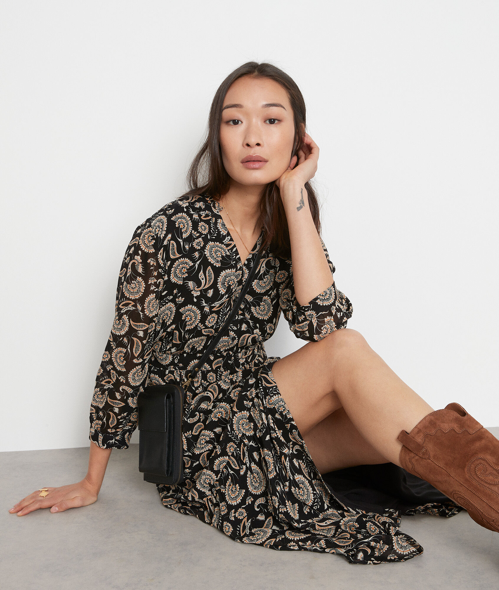 black floaty maxi dress