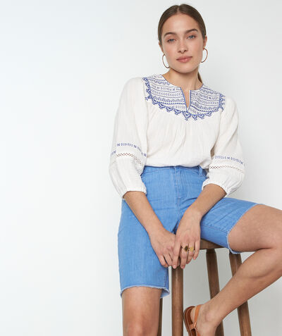 Chiara sky-blue cotton Bermuda shorts with raw edging  PhotoZ | 1-2-3